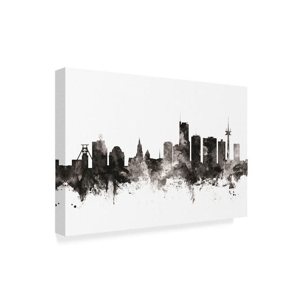 Michael Tompsett 'Essen Germany Skyline Black White' Canvas Art,12x19